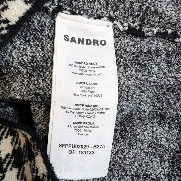 Sandro Andy Houndstooth Paris Cropped Gingham Jacquard-knit Top, size 1 - Picture 6 of 8